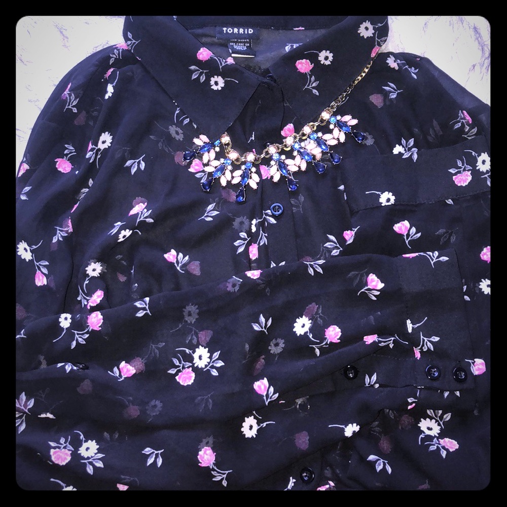 Rose Print chiffon maxi tunic.